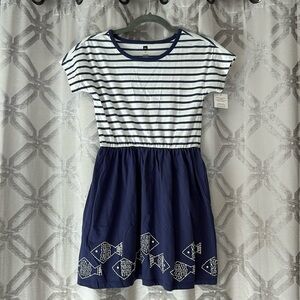 NWT:  Tea Collection Blue/White Fish dress- Size 10